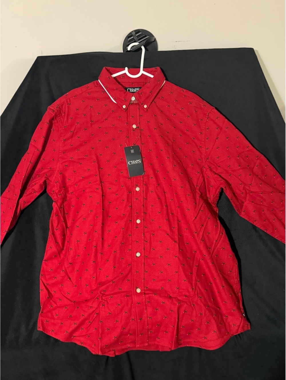 Chaps Red Multi Patterned Button-Down Shirt XXL